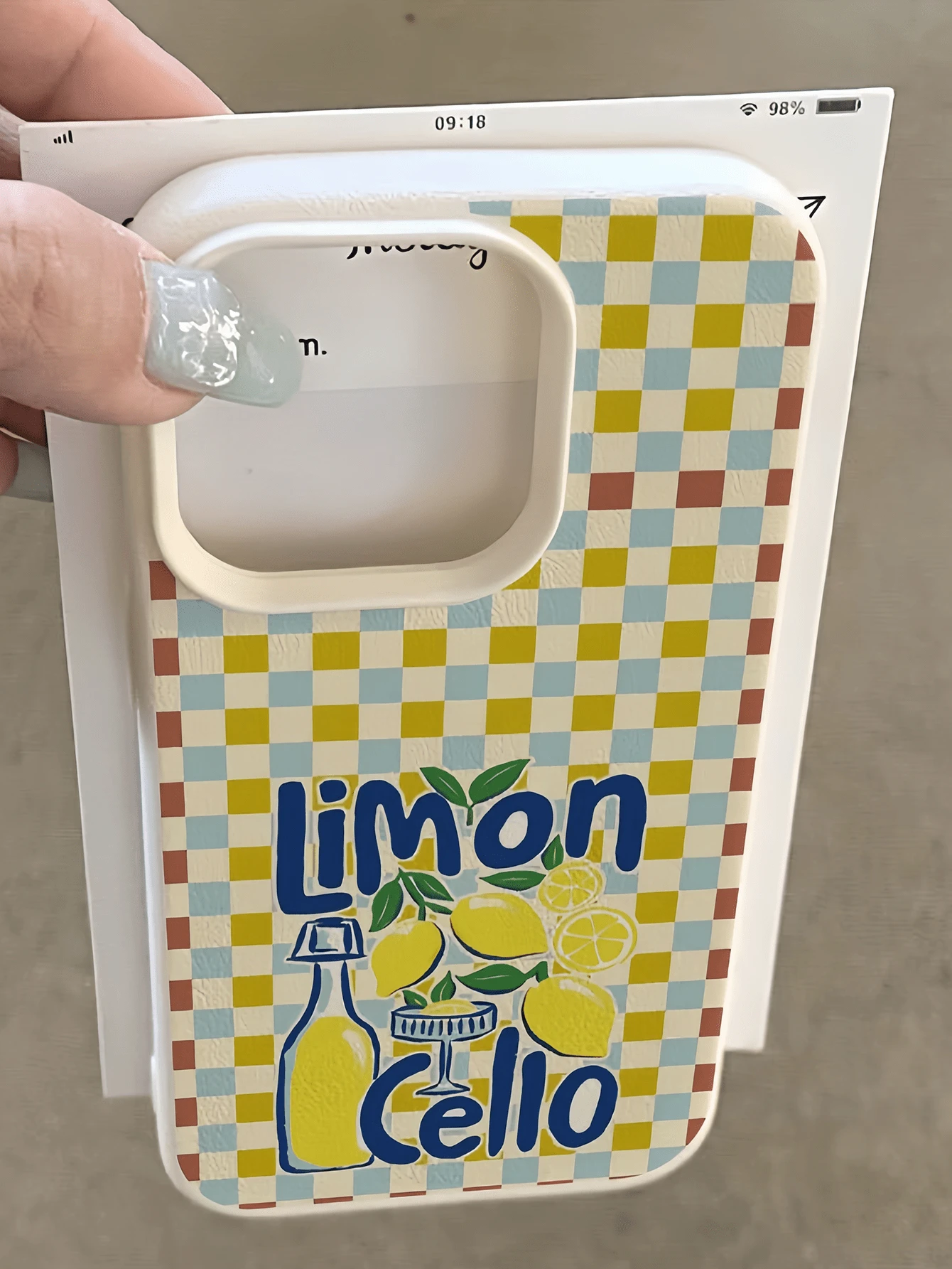 1pc White Checkerboard Lemon Cocktail Personalized Minimalist Full Coverage TPU Anti-Drop Phone Case Compatible With Apple 18 17 16 15 14 13 12 11 Pro Max Air And Series - Multicolor - View 1