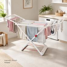 181cm Floor Laundry Drying Rack With Side Wings, Indoor Balcony Clothes Airer - Random - View 2