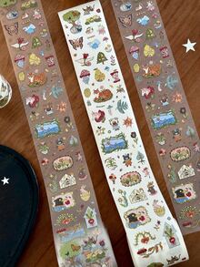 35cm/Loop Cute Japanese Fantasy Forest Die Cut Dispensing Sticker DIY Deco Card Journal Scrapbooking Photo Card Phone Case Collage Supply - Black - View 6