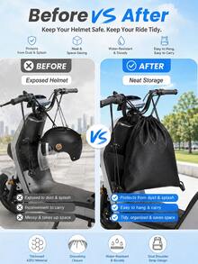 Tas Penyimpanan Helm Motor, Tas Helm Tahan Air dengan Tali Serut, Cocok untuk Skuter/Motor/Sepeda, Penutup Helm Full Face/Half Face, dengan Tali Bahu, Tas Ransel Pelindung Perjalanan Berkendara Ringan Tahan Debu, Tas Penyimpanan Helm Sepeda Listrik - A - View 6