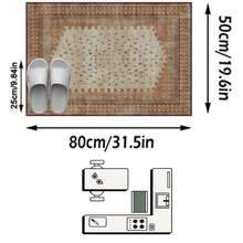 1PC Vintage Brick Red Jagged Border Print Beige Area Rug, Distressed Bohemian Style Faux Cashmere Rectangular Asymmetrical Edge Symbol Machine Washable Floor Mat, Suitable For Living Room Bedroom Study Home Decor - Multicolor - View 16