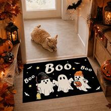 1/2pcs Halloween Ghost Pattern, Vintage Diatomaceous Earth Mat, Super Absorbent, Non-Slip, Perfect For Bathroom, Kitchen And Dining Room, Quick Dry, Machine Washable, Perfect Gift For Home Decor And Bathroom Mat - Multicolor - View 4
