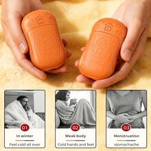 2-In-1 USB Rechargeable Portable Hand Warmer, 3 Adjustable Temperature Settings, Ideal For Travel And Skiing, Top Winter Gift For Halloween And Christmas, Perfect Warm Gift For Family, Friends, Partners And Colleagues - Orange - View 3