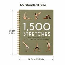 1500 Stretching Exercises Coil Tutorial Book, Olive Green Minimalist Sports Style Cover, Complete Flexibility And Body Stretching Training Guide, Includes Full Set Of Stretching Demonstration Exercises, Gold Double Coil Binding For Easy Flat Lay And Flipping, Suitable For Yoga Enthusiasts, Fitness People, Sedentary Office Workers, Can Be Used For Home And Gym Practice, Relax Muscles, Improve Body Flexibility, Stretching Reference Tool Book For Before And After Exercise, Zero-Based Stretching Self-Study Manual, Body Posture Stretching And Shaping Exercise Tutorial Notebook - Style 1 - View 2