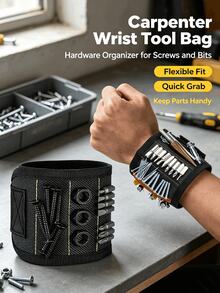 Wear‑Able Hardware Organizer Wrist Pouch, Practical Handyman Working Accessory, Hook‑Loop Fastening Wrist Band For Home Renovation And Furniture Assembly - Multicolor - View 3