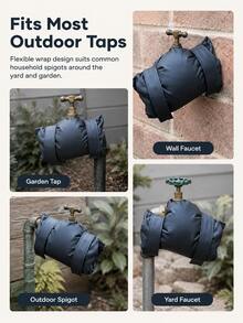 Modern Style Rectangular Outdoor Faucet Cover, With Hook And Loop Fastener And Fine Stitching, Heat Insulation Anti-Freeze Anti-Rain Anti-Snow Faucet Sleeve, Suitable For Outdoor Garden Yard Faucet Protection In Cold Winter - Multiple Styles - View 6