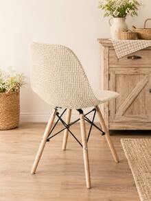 1pc Solid Color Chair Cover, Modern Minimalist Corn Velvet Elastic Shell Curved Chair Cover, Suitable For Living Room, Bedroom, Dining Room, Study And Other Occasions, Removable And Washable, All Season - Beige - View 8