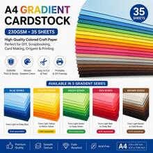 A4 Gradient Color Cardstock 230g 35 Sheets, High-Quality Colored Handmade Paper, Suitable For Scrapbooking, Greeting Card Making, DIY Crafts, Origami, Printing And Other Projects (Blue/Yellow/Green/Red/Brown) - A4 - View 1