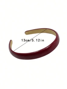 2pcs High Saturation Red Patent Leather Headbands, Elegant High-End Hair Accessories - Burgundy - View 4