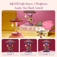 Lampu Malam Miniso Sanrio Kuromi Carousel, Lampu Hias Meja LED Isi Ulang Berbentuk Komedi Putar, Lampu Malam Dekorasi Samping Tempat Tidur Karakter Lucu untuk Hadiah Anak Perempuan - -Pink - View 4
