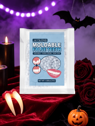 JAYSUING 1pc/25g/30ml Solid Dental Wax, Christmas Halloween Party Vampire Fangs Prop Decoration, Fake Teeth Dental Wax, Tooth Gap Filler, Malleable Denture Repair Material, Can Be Used For Temporary Filling Or Repair Of Missing And Broken Teeth, Daily Use