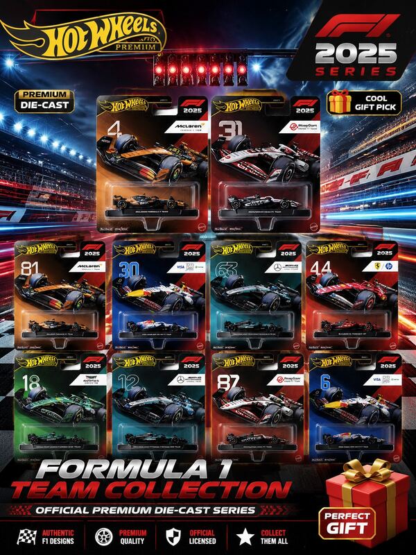 Hot Wheels Premium F1 Ferra-Ri HP 賽車 #44 壓鑄模型，1:64 比例 Formula 1 收藏車，附真實車隊細節，高速賽車設計，Scuderia Ferrari 賽車系列