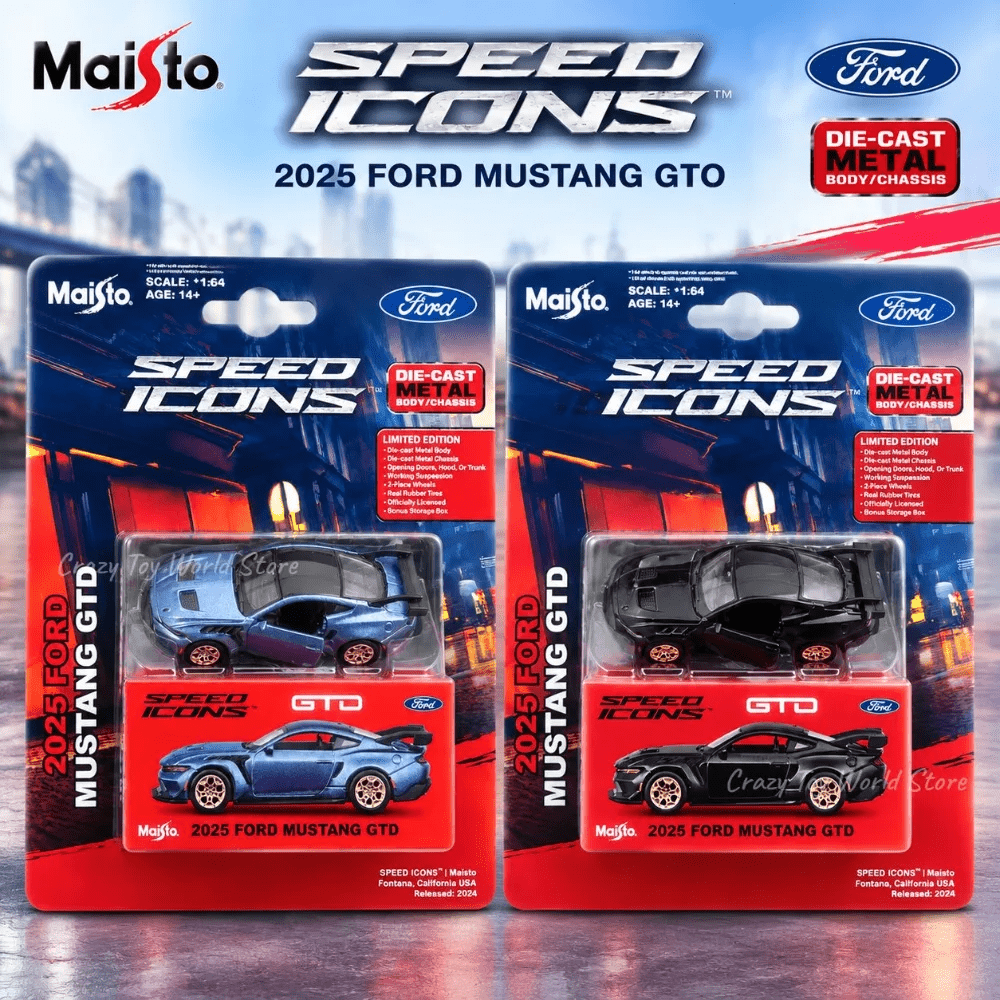Maisto 1:64 Scale 2025 Ford Mustang GTD Premium Blister Pack Die-Cast Model Car With Die-Cast Chassis And Rubber Tires, Exquisite Collectible Display Piece