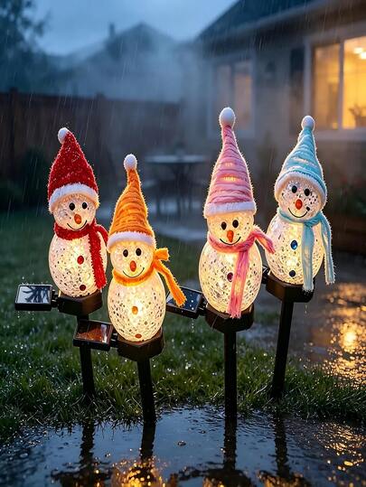 1PC Christmas Outdoor Garden Solar Snowman Light, Ground Stake Lawn Light, Waterproof Yard Lawn Decoration Light, Christmas Yard Garden Lawn Decoration, Suitable For Garden, Lawn, Pathway, Fence, Yard, Entrance Passage, Landscape Lighting, Night Scene Yard Atmosphere Decoration