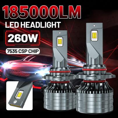 HYNBYZJ ไฟหน้า LED 2 ชิ้น H4 Canbus H1 H7 H11 9012 HIR2 H9 9005 9006 HB3 HB4 กำลังไฟสูง 260W 6000K ชิป CSP 7585 ไฟรถยนต์ 12V
