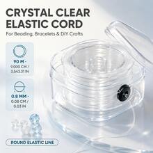 0.8mm 90m 水晶透明彈性珠串線,可拉伸聚酯纖維線,適用於DIY珠寶製作、手鍊、手工藝、縫紉與編織用品 - 無色 - 查看 3