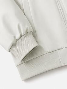 Blueprint Man 1pc Men's Jacket, White Stand Collar Jacket, Smooth Woven Fabric Skin-Friendly, Durable And Fade-Resistant, Machine Washable, Business Casual Style, Versatile Solid Color All-Match Outerwear For Daily Commute And Casual Outings - White - View 8