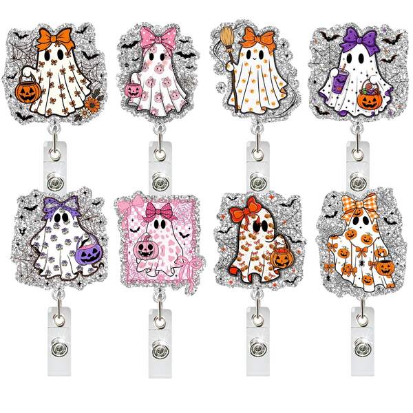1 buah Gantungan Lencana Akrilik "Halloween Permen Hantu" | Cocok untuk Guru, Dokter, dan Perawat | Hadiah Kantor | Bingkai Lencana Akrilik, Dekorasi Halloween, Hadiah Halloween