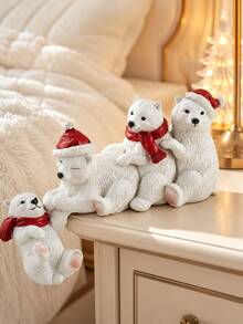 1pc Christmas Bear Lake & Polar Bear Reaching Resin Desktop Decor - Multicolor - View 2