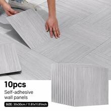 10pcs Self-Adhesive 3D Grid Wall Panels, Peel And Stick Decorative Wall Panels, Suitable For Living Room, Bedroom Indoor Background Wall Decoration And Home Renovation - 30x30cm - View 6