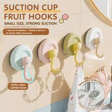 Extra Large Curved Self Adhesive Wall Hooks 1pc Plastic Macaron Multicolor No Drill Waterproof Sticky Hook For Home Bathroom Storage - Multicolor - View 3