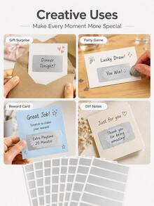 50pcs Large Capacity Scratch-Off Reveal Stickers, Silver DIY Scratch-Off Stickers, Self-Adhesive Reveal Stickers, Suitable For Cards, Gifts, Games, Rewards, Party Favors And Creative Crafts - A - View 6