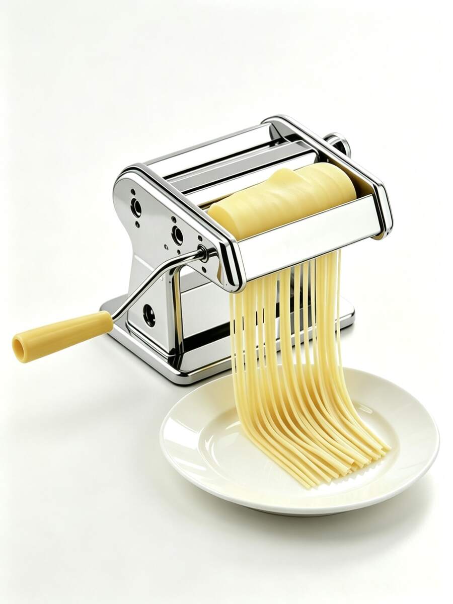 3-In-1 Stainless Steel Pasta Maker Machine, Manual Pasta Roller & Cutter With Adjustable Thickness Settings, Homemade Noodle Maker For Spaghetti Fettuccine Lasagna, Kitchen Tool, Home Kitchen Use,Easy To Clean - Silver - View 1