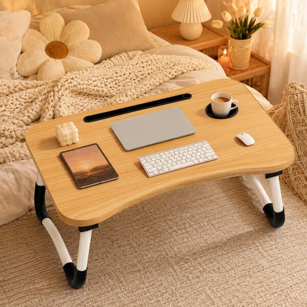 Portable Foldable Laptop Desk Tray With Cup Holder, For Bed/Sofa/Floor, Multipurpose Laptop Table Stand For Meal And Work, Suitable For Small Space