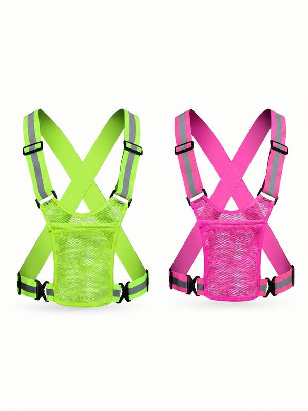 Reflective Sports Vest, High Visibility Safety Jacket, Suitable For Night Cycling, Running, Jogging, Motorcycle Riding And Other Outdoor Sports, Adjustable Waist/Shoulder