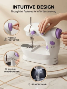 Mesin Jahit Listrik Desktop Multifungsi Portabel 202A, Peralatan Jahit Overlock Benang Ganda, Pemotong Benang Terintegrasi, Alat Jahit Rumah Tangga Ringkas, Cocok Untuk Pemula, Perbaikan Pakaian Dan Proyek Kerajinan DIY - Mauve Purple - View 10