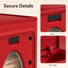 Foldable Clothes Storage Box Cabinet, Large Capacity Bedroom Wardrobe Organizer Box With Flip-Top Front Door For Clothes And Blankets - Red - View 2