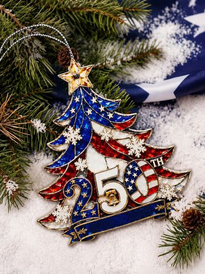 6/3/1pc USA Independence Day 250th Anniversary Christmas Tree Ornament Commemorative Item - 2026 Christmas Hanging Decoration - Home Christmas Decor - Christmas Stocking Filler Gift - Gift For Family, Parents, Friends, Colleagues, Suitable For Home Glass Doors, Christmas Tree, Living Room, Bedroom, Winter Holiday Atmosphere Decoration, And Christmas Party Decoration. Winter Holiday Atmosphere Decoration, Christmas Decoration, Christmas Gift,