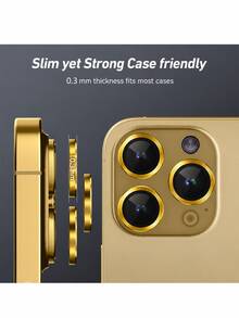 Yezodawee 相機鏡頭保護膜，適用於 iPhone 17 Pro Max 17 Pro 17 Air 17、16 Pro Max，超強 HD 鏡頭保護蓋，防刮耐磨，超薄鋼化玻璃防刮鏡頭蓋，9H 鋼化玻璃金屬相機螢幕保護膜，防震相機保護環，7 片裝金色 - 金色 - 查看 3