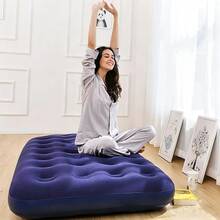 1pc Inflatable Mattress - PVC Camping Air Bed, Single/Double Flocked Air Mattress, Quick Inflation And Deflation, Foldable Portable Air Mattress, Suitable For Home Guest Stay, Temporary Bed, Camping, Travel, Comfortable Air Mattress - Multicolor - View 5