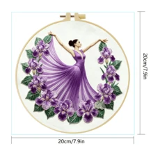 1PC 15*15cm/5.9*5.9in 20*20cm/7.9*7.9in, The Dancer Embroidery Kit, DIY Handmade Embroidery Set For Adult Beginners, Home Gift, Women's Sewing Gift, Including User Manual, Printed Pattern Fabric, Embroidery Frame, Needle And Thread. - The Dancer - View 5