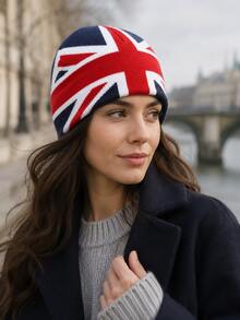 European Style Jacquard British Flag Knit Beanie, Autumn/Winter Unisex Warm Personalized Hip-Hop Beanie - Multicolor - View 7