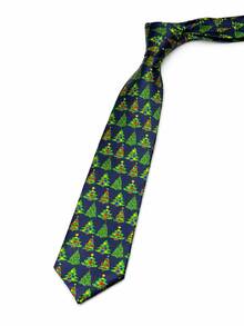 1pc Men's Christmas Holiday Outfit With Christmas Tree Tie. Suitable For Christmas Wear - Dark Blue Christmas Tree - View 5