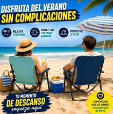 Silla Playa Plegable | Pack 2 SillasOfertasPlaya I Ligera y Resistente I con Asa deTransporte I Color Azul y Turquesa IMedidas 54x54x25/63 cm I Peso Maximo110 Kg - Beige - Voir 5