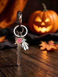 Halloween Custom Candy Keychain, Trick-Or-Treat Series. Personalized Engraved Stainless Steel Name Keychain, Custom Family Gift For Holidays - Silver - View 6