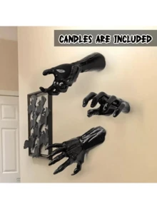 3Pcs Premium Halloween Demon Hand Wall Candle Sconce Set Gothic Spooky Tealight Holder Home Party Decor - Multicolor - View 4