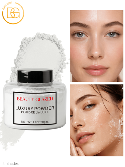 beauty glazed Soft Focus Setting Powder, Silky And Creates Soft Glow Without Greasiness, Smooths Pores And Fine Lines, Soft Matte Finish, Long-Lasting Wear, 4 Colors Suitable For All Skin Tones, Suitable For Normal And Oily Skin