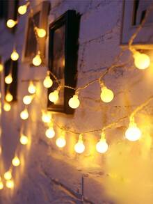 1pc 6-1.5M Battery Driven LED White Spherical Decorative Light String, Indoor Home Room Wall Decoration Fairy Light, Outdoor Camping Decoration, Proposal Wedding Birthday Party Supplies, Garden Courtyard Festival Decoration Spherical Light - Yellow - View 6