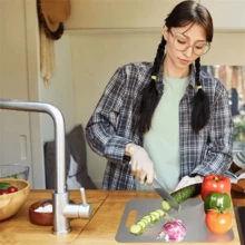 SOKANY Thickened 304 Stainless Steel Cutting Board And Kneading Board, Antibacterial And Mold-Resistant, Easy To Rinse And Clean, Space-Saving Hanging Design, Double-Sided Use, Suitable For Cutting Vegetables, Fruits, Meat And Kneading Dough, Ideal For Kitchen And Catering Use - Other - View 7