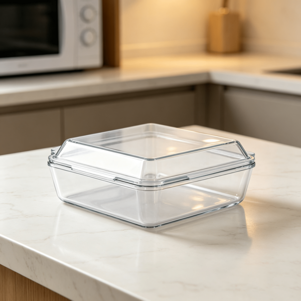 Fuente de horno de vidrio con tapa de 2 litros, rectangular 29 x 20 x 9 cm, recipiente de almacenamiento y molde para horno para lasaña, asados y horno