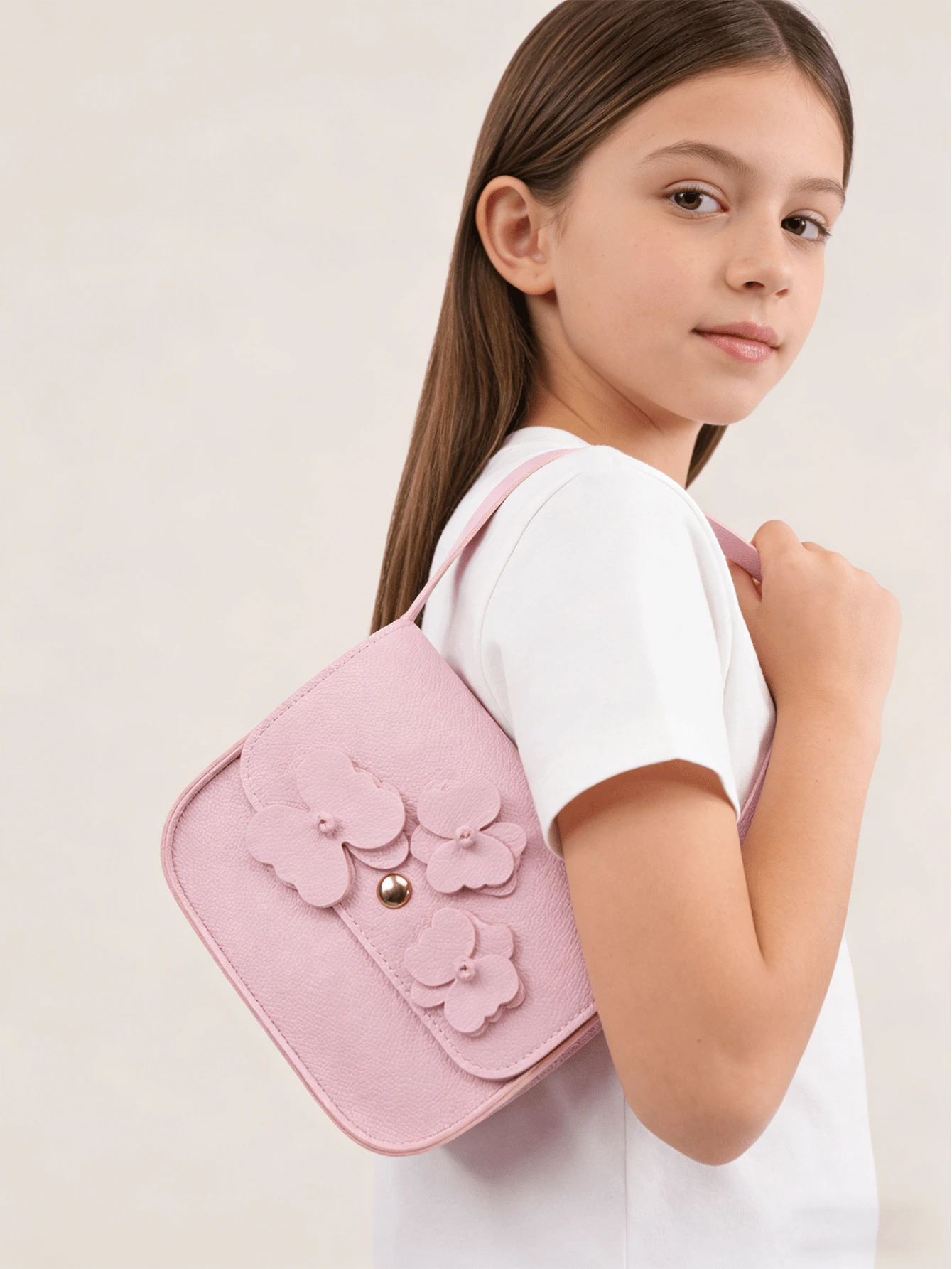 1pc New Floral Sweetheart Mini Square Bag With Flower Decoration, Dreamy Cute One Shoulder Handbag - Pink - View 1