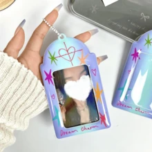 1 buah Pelindung Kartu Foto Idol Gradien Biru Y2K, Motif Hati & Bintang Buatan Tangan, Ukuran 3 Inci, IDOLME, Cocok untuk Foto Ukuran 3-3,5 Inci, Penyimpanan Kartu Album Idol, Wajib Dimiliki Penggemar Idol, Dapat Digunakan untuk Dekorasi Tas Ita, Gantungan Kunci, dll. - penutup kartu - View 2
