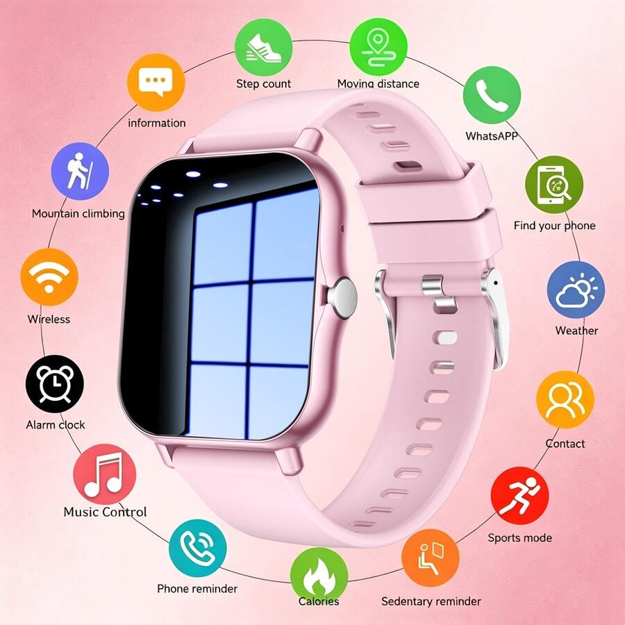 New Hot-Selling Sports Smart Watch, 1.83-Inch Full Touch Screen Display, With Message And Call Function, Sports Pedometer, Compatible With Android Phones, Smart Fitness Band Watch, Suitable For Women And Men As Gift, Birthday Gift