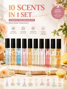 10pcs Women's Perfume Spray Set, Travel Size Body Mist Collection, Sweet Floral & Fruity Scent, Long-Lasting Fragrance, Mini Portable Perfume Gift Box, Suitable For Girls' Daily Use And Vacation Essentials - Multi Scents - View 4