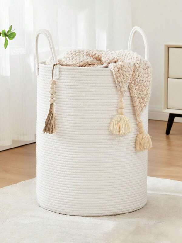 1pc Foldable Tall Laundry Basket With Handle, Suitable For Living Room, Bedroom And Other Home Decor, Can Be Used For Storing Dirty Clothes, Blankets, Towels, Etc., Also Can Be Used As Toy Or Pet Supplies Storage Basket