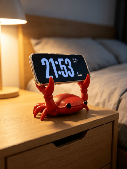 1pc Crab Shaped Phone Holder, Bright Red Compact Size, Anti-Slip Stable Phone Stand, Suitable For Sink, Bedside Table, Office Desk, Dining Table, Cute Marine Animal Cartoon Style, Desktop Decor Ornament, Hands-Free Viewing Accessory, Graduation Gift, Popular Atmosphere Desktop Gadget